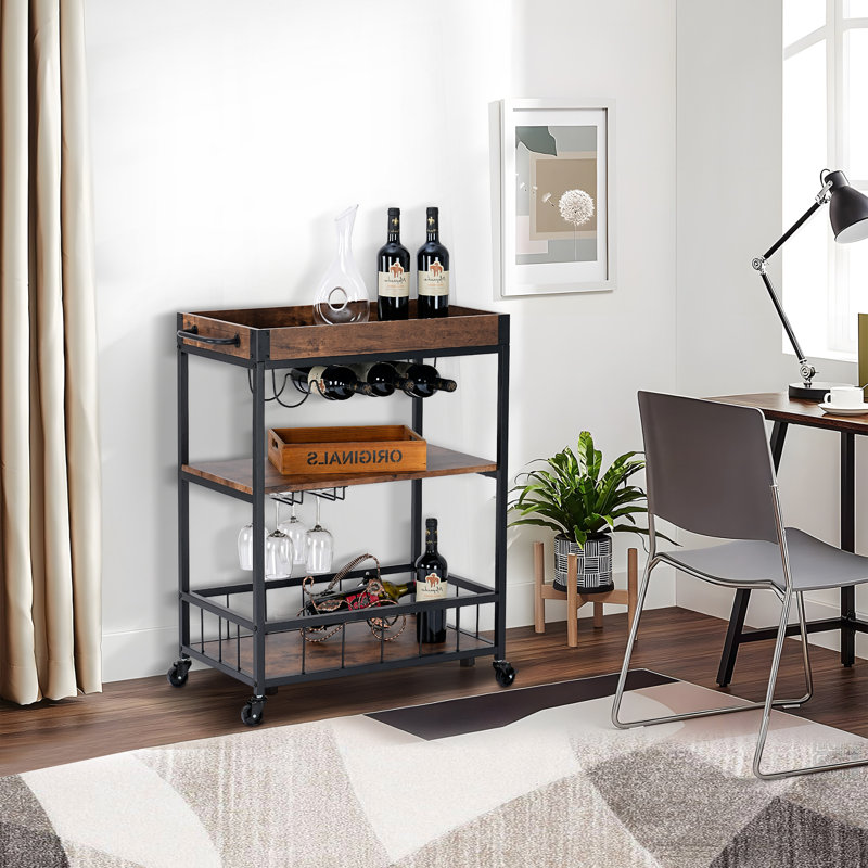 Kitchen Trolley with Wine Racks, Portable Workbench and Serving Cart for Bar or Dining main image 0
